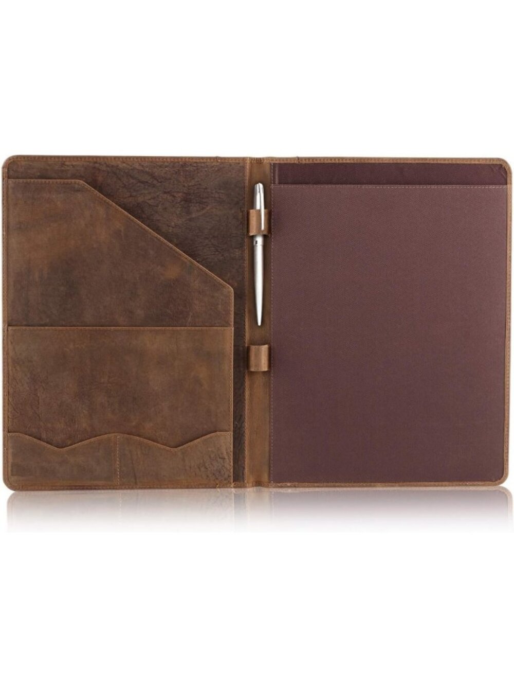 Leather Portfolio Organizer with Luxury Pen | Professional Padfolio & Resume